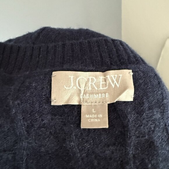 J. Crew Cashmere Cropped Cable-Knit Sweater-Vest Navy Size L - Picture 6 of 10